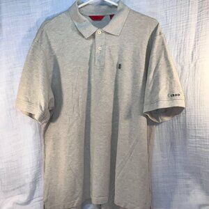 Izod Men's Size XLarge Polo Shirt Beautiful Light Grey w/ Embroidered Logos